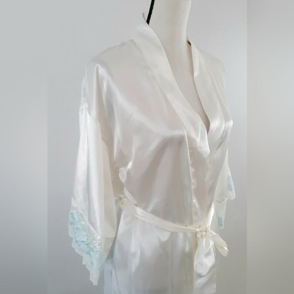 Flora Nic Rooz Feminine Maxi Satin Dressing Robe Bridal Wedding - Picture 2 of 6